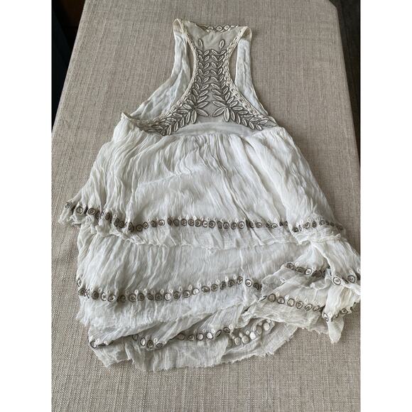 Free People “Twilight” Beaded Mini Dress L Plunge V-Neck Racerback Night Out - Picture 13 of 14